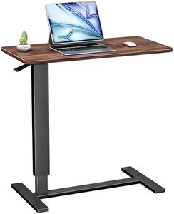 Epachois Adjustable Overbed Bedside Table with Hidden Wheels(Hospital and Home Use), Walnut Brown