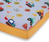 EVERYDAY KIDS 2 Pack Fitted Boys Crib Sheet, 100% Soft Microfiber, Breathable and Hypoallergenic Baby Sheet, Fits Standard Size Crib Mattress 28in x 52in, Nursery Sheet - Construction/Gold