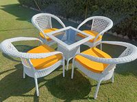 Garden Living 4+1 Outdoor Indoor Patio Furniture Sets Rattan Chair Patio Set Wicker Conversation Set Poolside Lawn Chairs Swing Area Balcony Outdoor Garden Furniture (4+1, Yellow)