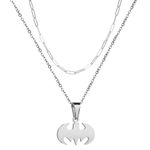 ClosJery Bat Necklace for Men Women Stainless Steel Gold Silver Lightweight Fashion Anime Goth Cool Hippie Bat Pendant Necklace Jewelry Gift, No Gemstone