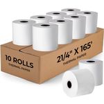 TheBestLoft Printitives, 2-1/4" x 165' Thermal Printer Paper Rolls for Credit Card Machines, Calculators, Clock Terminals, Bond Paper, Receipt & Thermal Receipt Rolls & Card Printers 10 Rolls