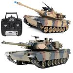 RLS Remote Control Tank RC US M1A2 Scale 1:18 Military Figure 3 Speed Radio Tank Model 360° Flip Stunt Toy with Flashing Lights Bomb Water Bullet Simulation