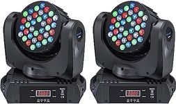 BETOPPER Stage Lights, 36x3W LED Wash Lights RGBW, DMX/Sound Activated DJ Lights, Moving Head Lights for DJ Show, Bar, KTV, Disco, Party Lighting (2 Counts)