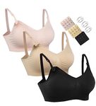 HOFISH Women's Maternity Bras Wirefree Nursing Bra for Pregnancy Breastfeeding Bra Black Beige Pink X-Large