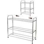 GREATSK 3-Tier Expandable Shoe Rack, Stackable and Adjustable Shoes Organizer Storage Shelf, Sturdy and Durable Metal Structure Free Standing Shoe Rack for Closet Entryway Doorway (3-Tier)