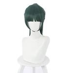 Aadesso Anime JJK Maki Zenin wig Straight Green Ponytail Cosplay Wig Hallween Christmas Party Wigs for Women