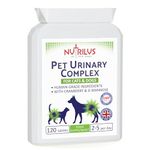 Pet Urinary Support Complex 120 Chicken Flavour Tablets for Cats and Dogs - with Cranberry, D-Mannose, Marshmallow Root & More - UTI, Bladder, Kidney Support