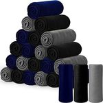 24 Pack Bulk Fleece Throw Blankets Solid Color Warm Fleece Blankets Lightweight Fleece Blanket Soft Solid Polyester Sofa Blankets for Home Dorm Bed Sofa, 50 x 60 Inch (Black, Grey, Navy Blue)