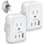 [2-Pack] Australia New Zealand Power Adapter, VINTAR Canada to Australia Plug Adapter with 2 AC Outlets 3 USB Ports(2 USB C), 5 in 1 Type I Travel Adaptor for US to Australia, Argentina, China, Fiji