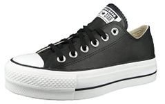 Converse All Star Low Platform Black White Leather - 4 UK