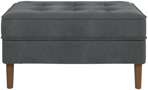 Inmod Matilde Velvet Ottoman, Platinum Upholstered Tufted Velvet Ottoman, Small Rectangle Foot Stool