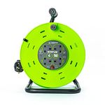 STATUS 4 Socket Cable Reel | 50m Green Extension Lead | 13A with Thermal Cut Out | Heavy Duty Outdoor Extension Lead | S50M13ACRX1