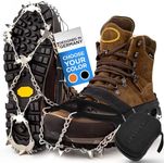 Premium crampons for Mountain Boots with 19 Stainless Steel Spikes - Professional Anti-Slip Boot Spikes for Snow & ice - Winter Spikes for Hiking Boot Shoes Ice (Light Black with Plastic Bag, L)