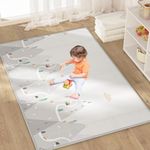 ZEEBABA Baby Play Mat, Upgrade 78"x51" Foldable & Reversable Large Baby Mat, 0.4" Thick Waterproof Foam Play Mat, Baby Activity Tummy Time Mat, Non-Toxic Foam Play Mat for Babies and Toddlers