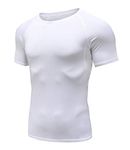 Holure Men's Compression T-Shirts Workout Athletic Short Sleeve Shirts Sports Tops White-S