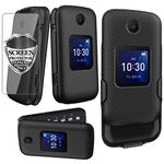 Ailiber for Alcatel Go Flip 4 Case, TCL Flip/TCL Flip Pro/TCL Flip Go/TCL Classic/TCL Flip 2 Phone Case Holster with Screen Protector, Swivel Belt Clip Holster with Kickstand Shockproof Cover-Black