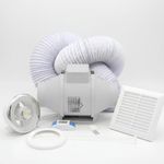 AirTech-UK Bathroom Extractor Fan Kit with LED Light and Adjustable Timer, 2 Speed - 100mm / 4" - Powerful and Whisper Quiet - Flow Max Elite