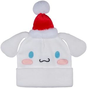 AI ACCESSORY INNOVATIONS Hello Kitty’s Cinnamoroll Christmas Cuff 3D Beanie, Jacquard knit with Embroidered Appliques, White