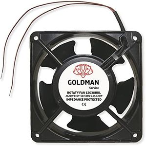 GOLDMAN SERVICE | Ventilateur Axial pour Cassette de Cheminée, Insérable, Haute Température, Pales Métalliques, Silencieux | Mesures: 120 x 120 x 38 Millimètres