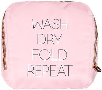Miamica Soft Travel Laundry Bag with Zipper and Drawstring, Pink, 21” x 22” – Keep Your Dirty Clothes Separate and Your Suitcase Organized – Expandable, Durable, and Foldable Laundry Bag, Pink, One