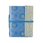 Paper High Handmade Sari Notebook - Mini 8 x 10.5cm - Blue - Unlined Recycled Paper - Pocket Notebook and Diary - Indian Stationery Gift