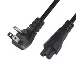 US Standard Laptop Power Cord - 2FT 18AWG 90-Degree Flat Plug NEMA 5-15P to Iec 60320 C5, Universal 3 Prong AC Power Cable Replacement Desktop Charger Cord for Notebook Computer Adapter TV Printer