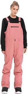 BUMDEEP Women and Mens Snow Bibs Adjustable Overalls Pants Windproof Waterproof Ski Pants Insulated Warm Pants Pink