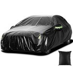 Car Cover Waterproof Heavy-Duty Full Outdoor Exterior Covers Sun Rain Dust Protection with Mirror Caps and Windproof Straps, Fit Sedan Length 485 to 530cm