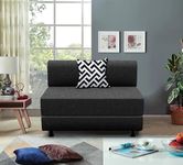 Cloudyfeel Leg Sofa Cum Bed Sofa | 1 Seater | Sofa Bed 3X6 Feet, Foldable Sofa Bed with Cushion for Living Room - Jute Fabric - Black Color