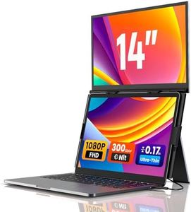 SMISEACOW Laptop Screen Extender 14" for 13-17.3'' Laptops, Portable Dual Monitor for Laptop, Ultra-Slim Clamp-On Vertical Dual IPS 1080P Screen Monitor Extender, USB-C HDMI for Office Travel