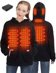 Heated Hoodie for Women and Men with 7.4V 10000mAh Rechargeable Battery Pack, Unisex Heated Sweatshirt Pullover 6 Heating Zones 3 Heating Levels
