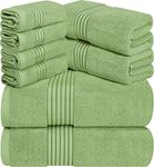 Utopia Towels 8-Piece Premium Towel Set, 2 Bath Towels, 2 Hand Towels, and 4 Wash Cloths, 100% Ring Spun Cotton Highly Absorbent Towels for Bathroom, Sports, and Hotel (Sage Green)