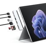 Satechi Dual USB-C hub for Surface Pro 9, Microsoft Surface Pro 9 Docking Station with 3.2 USB-A, 4k/60Hz HDMI, USB4 Pass-Through, 3.2 USB-C, UHS-I SD/TF Card