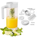 Premium Glass Water Pitcher with Fruit Infuser | BPA Free Borosilcate Glass Infuser Pitcher with Lid | Enjoy Infusing Hot + Cold Tea, Coffee, Water, Juice, Vodka, Tequila - White 44 oz - Cestari.