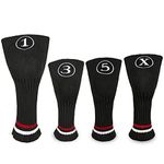 Yueaglesky Golf Headcover Set for Men's and Women's Driver Wood and Fairway Wood, Black Knit, includes Hybrid #3#5