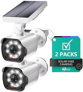 WALI Dummy Fake Camera, Surveillance Security CCTV Dome Camera, Indoor Outdoor Cameras, with One LED Light, Security Alert Sticker Decals (TC-W2), 2 Packs, White