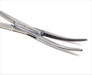 Multi Purpose Mosquito Hemostat Forceps Locking Tool With Curved Serrated Jaws For Fishing Pliers Ear Piercing Clamp Holding Objects And Pet Ear Nose Hair Pull, Made of Stainless Steel - 5.5" (Chrome)