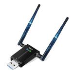 USB Wifi Adapter Dongle for PC - 1300Mbps Wifi Dongle, 3.0 USB Wifi Adapter, 5dBi Dual Band 2.4GHz/5GHz High Gain Antenna Wireless Adapter, Support Windows 11/10/8/7/Vista/XP, Mac OS, 6B29