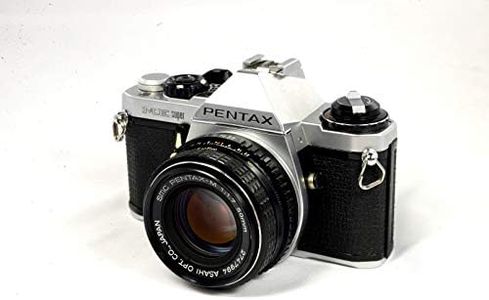 Pentax ME Super 35mm SLR Film Camera with 50MM MF Pentax PK Mount lens system. Custom Shutter, ISO, and aperture settings. Automatic shooting is available. (Renewed)