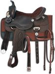 Manaal Enterprises Synthetic Western Adult Horse Saddle Tack Barrel Racing, Free Matching Headstall, Breast Collar, Reins & Saddle Pad Size 14" to 18" Inches Seat Available (16.5" Inches Seat)