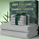 DECOLURE 100% Organic Viscose Derived from Bamboo Sheets Queen Size 6pcs - Ultra Soft & Luxuriously Cooling, 17" Deep Pocket, Double Stitching, Perfect for Hot Sleepers - Queen Bed Sheets (Light Grey)