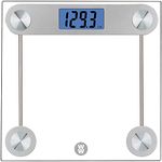 WW Scales by Conair WW26C Digital Glass Bathroom Scale with Blue Backlight LCD Display, Silver