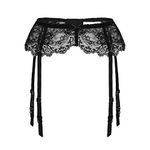 Confonze Women Lace Garter Belt Sexy Suspender Belts for Thigh High Stockings (XX-Large, Black)