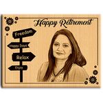 Incredible Gifts India Happy Retirement Gift For Women|Mother|Father|Men|Boss - Personalized Engraved Photo Frame (9 X 12 Inches, Wood) Tabletop, Brown