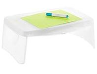 DIVCHI Folding Lap Desk, Laptop Desk, Breakfast Table, Bed Table, Serving Tray - The lapdesk Contains Extra Storage Space and dividers, Folds Very Easy,Great for Kids, Adults, Boys, Girls (White)