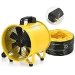 YITAHOME Two Speed Exhaust Fan 12 Inch, Utility Blower Extractor Fan with GFCI Plug Automatic Power-off Protection, Portable Ventilation Fan with 16FT Ventilator Duct Hose for Industrial, Paint Booth