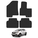 Car Mats for Kia Sportage (2010-2016) Tailored Fit Rubber Floor Mat Set Accessory Black Custom Fitted 4 Pieces with Clips - Anti-Slip Backing, Heavy Duty & Waterproof