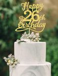 26 Birthday Cake Toppers-Gold Glitter, Funny 26th Cake Topper for Men,26 Cake Topper For Women, 26th birthday decorations,26th Birthday Cake Topper Twenty six