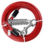 Foodie Puppies Extra Strong Red Tie-Out Cabel/Leash for Dogs (20 - Feet, 4mm) | Vinyl Coated Galvanized Leash, Tangle Resistant, Strong Grip with Safety Hooks