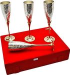 JAIPUR ACE Silver Plated Brass Wine Goblet/Wine Glasses Set (Set of 4 Wine Glass)